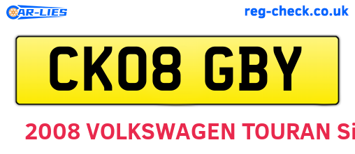 CK08GBY are the vehicle registration plates.