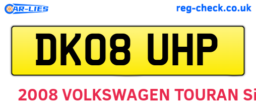 DK08UHP are the vehicle registration plates.