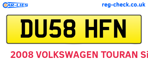 DU58HFN are the vehicle registration plates.