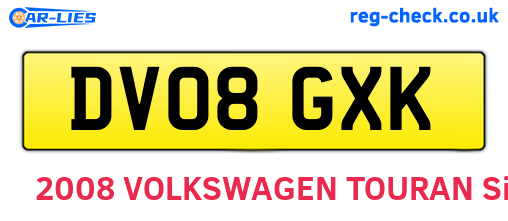 DV08GXK are the vehicle registration plates.
