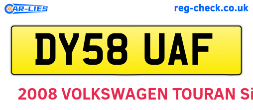 DY58UAF are the vehicle registration plates.