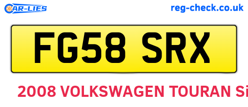 FG58SRX are the vehicle registration plates.