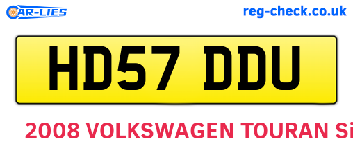 HD57DDU are the vehicle registration plates.