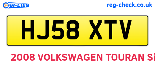 HJ58XTV are the vehicle registration plates.