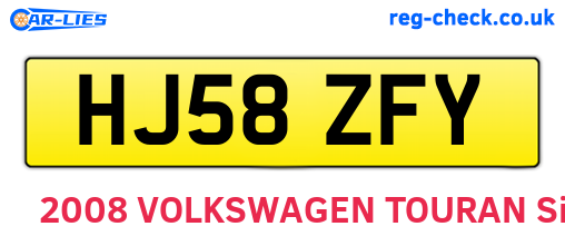 HJ58ZFY are the vehicle registration plates.