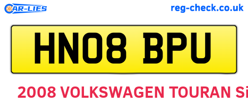 HN08BPU are the vehicle registration plates.