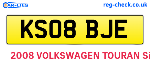 KS08BJE are the vehicle registration plates.
