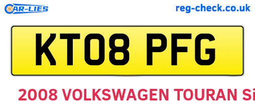 KT08PFG are the vehicle registration plates.