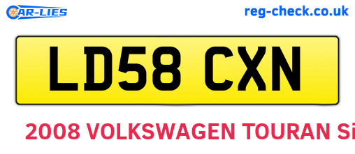 LD58CXN are the vehicle registration plates.