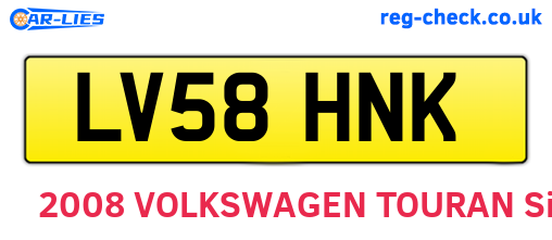 LV58HNK are the vehicle registration plates.