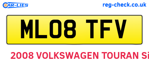 ML08TFV are the vehicle registration plates.