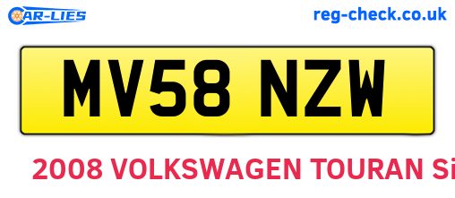 MV58NZW are the vehicle registration plates.