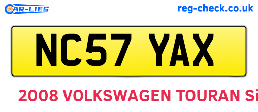 NC57YAX are the vehicle registration plates.
