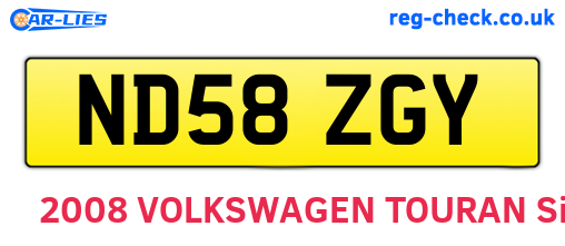 ND58ZGY are the vehicle registration plates.