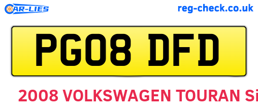 PG08DFD are the vehicle registration plates.