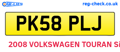 PK58PLJ are the vehicle registration plates.
