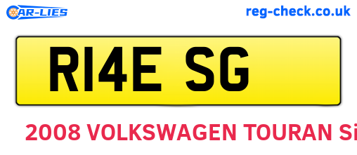 R14ESG are the vehicle registration plates.