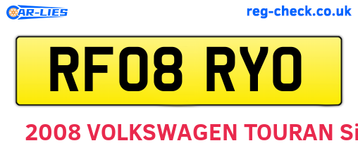 RF08RYO are the vehicle registration plates.