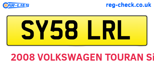 SY58LRL are the vehicle registration plates.