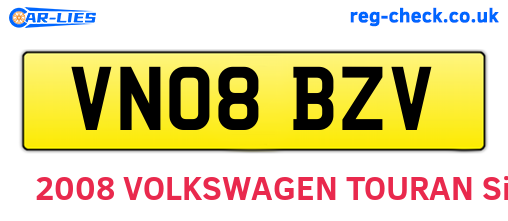 VN08BZV are the vehicle registration plates.