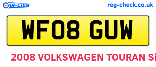 WF08GUW are the vehicle registration plates.