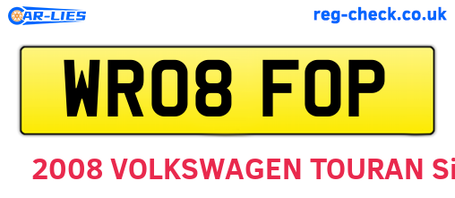 WR08FOP are the vehicle registration plates.