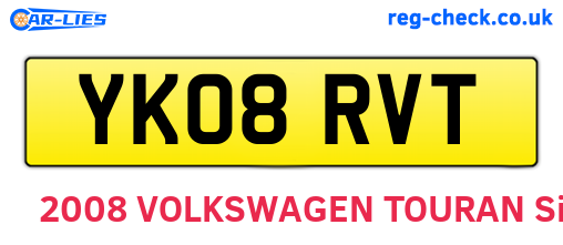 YK08RVT are the vehicle registration plates.