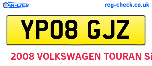 YP08GJZ are the vehicle registration plates.