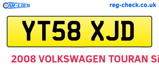 YT58XJD are the vehicle registration plates.