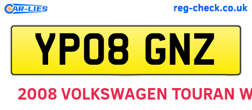 YP08GNZ are the vehicle registration plates.