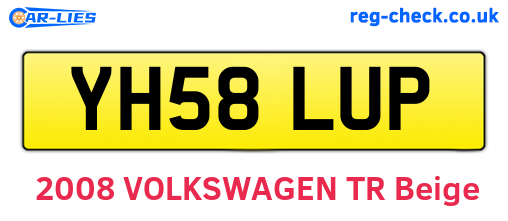 YH58LUP are the vehicle registration plates.