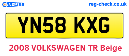 YN58KXG are the vehicle registration plates.
