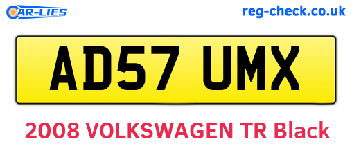 AD57UMX are the vehicle registration plates.