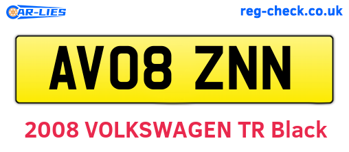 AV08ZNN are the vehicle registration plates.