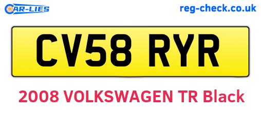 CV58RYR are the vehicle registration plates.