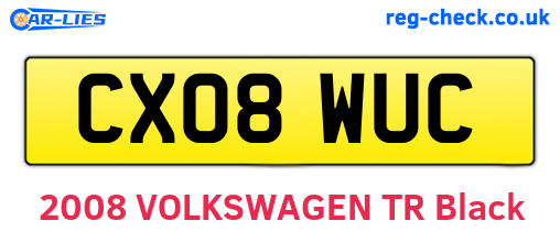 CX08WUC are the vehicle registration plates.
