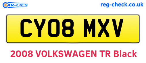 CY08MXV are the vehicle registration plates.