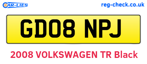 GD08NPJ are the vehicle registration plates.