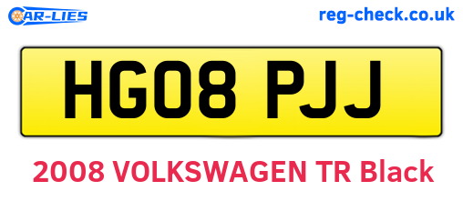 HG08PJJ are the vehicle registration plates.