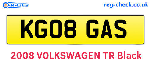 KG08GAS are the vehicle registration plates.