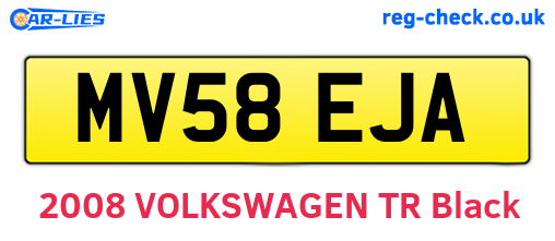 MV58EJA are the vehicle registration plates.