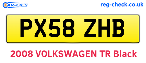 PX58ZHB are the vehicle registration plates.