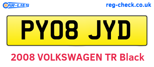 PY08JYD are the vehicle registration plates.