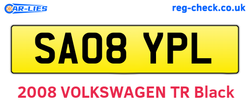 SA08YPL are the vehicle registration plates.