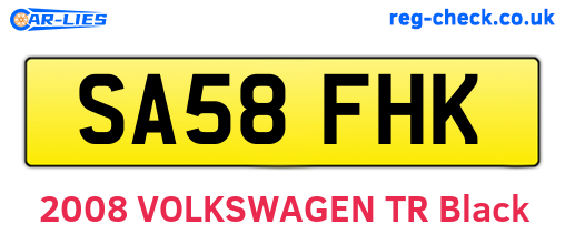 SA58FHK are the vehicle registration plates.