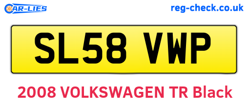 SL58VWP are the vehicle registration plates.