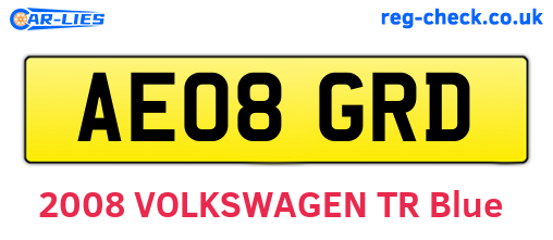 AE08GRD are the vehicle registration plates.