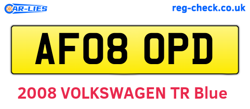 AF08OPD are the vehicle registration plates.