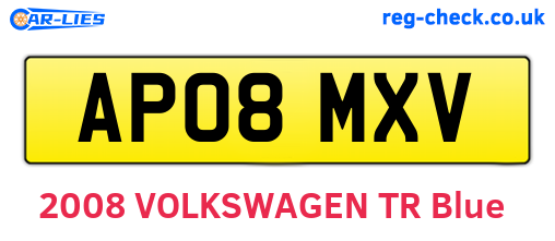 AP08MXV are the vehicle registration plates.