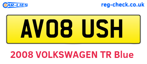 AV08USH are the vehicle registration plates.